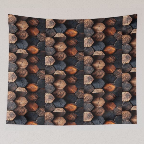 Item preview, Drawing of stacked hexagon wood log ends  designed and sold by NivyasArtistry.