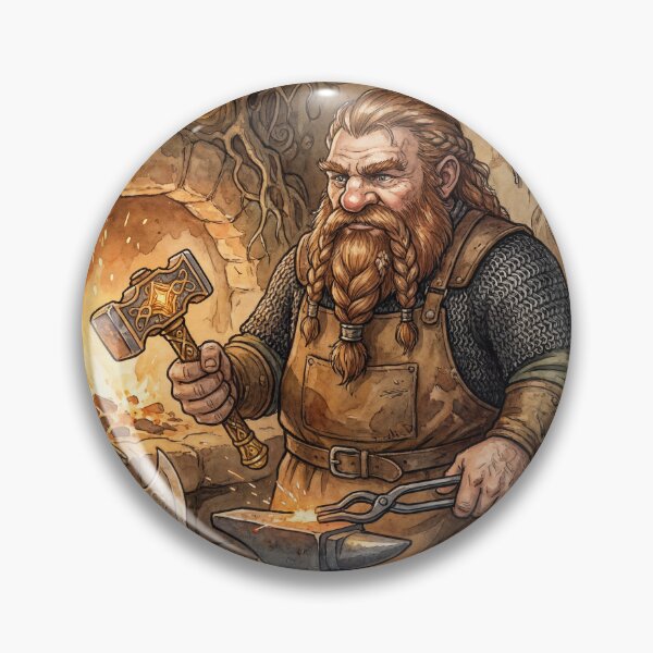 Item preview,  Dwarf Craftsman at his Forge fantasy art creature race designed and sold by Vintage Designs +.