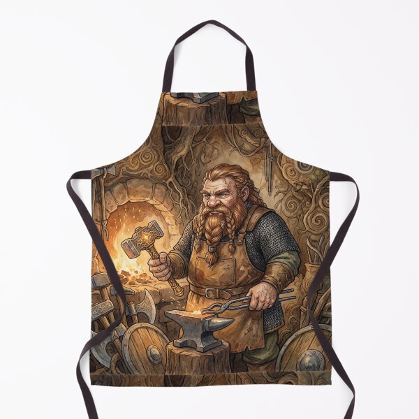 Item preview,  Dwarf Craftsman at his Forge fantasy art creature race designed and sold by Vintage Designs +.