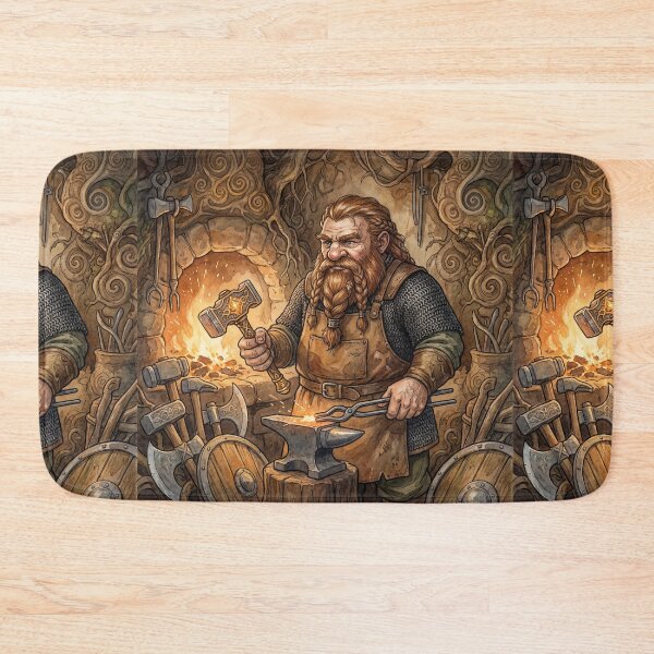 Item preview,  Dwarf Craftsman at his Forge fantasy art creature race designed and sold by Vintage Designs +.