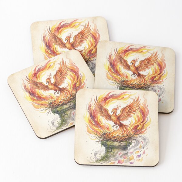 Item preview, Phoenix Flame of Gold Rebirth fantasy art creature race designed and sold by Vintage Designs +.