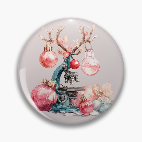 Item preview, Microscope with Antlers and Christmas Ornaments - Festive Science Art designed and sold by Anastasiia Yurevych.
