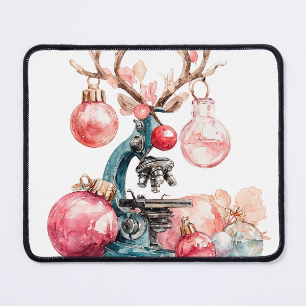 Item preview, Microscope with Antlers and Christmas Ornaments - Festive Science Art designed and sold by Anastasiia Yurevych.