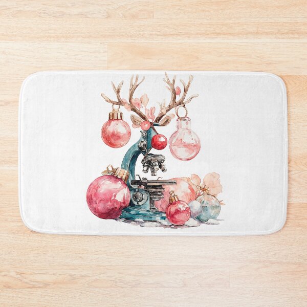 Item preview, Microscope with Antlers and Christmas Ornaments - Festive Science Art designed and sold by Anastasiia Yurevych.