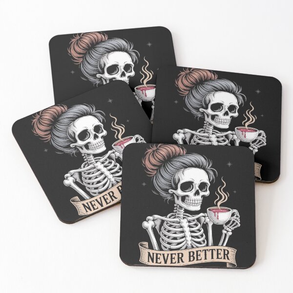 Item preview, Messy Bun Drinking Coffee For Women Never Better Skeleton 5  designed and sold by CombatTask.