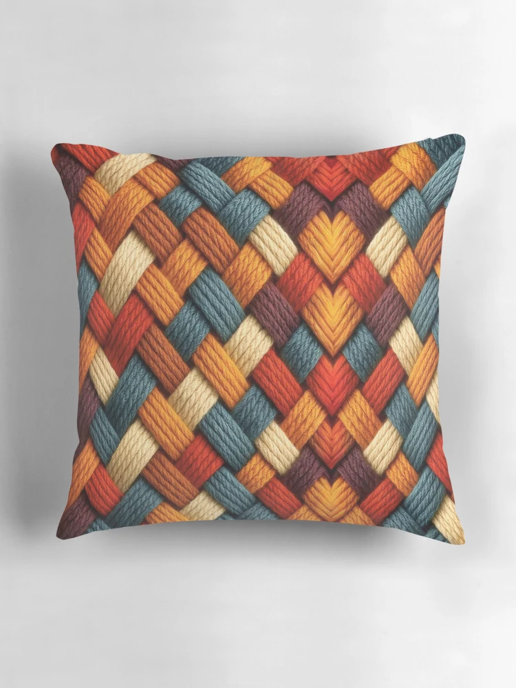 Thumbnail 3 of 4, Pillow, Woven Rustic Color Braid Pattern designed and sold by Lineesh Kumar.