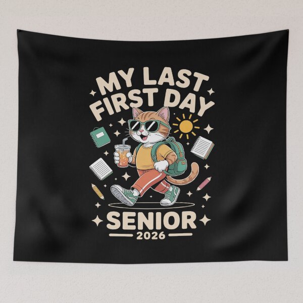 Item preview, My Last First Day Senior 2026 Cat Back to School Cool designed and sold by estellaken.