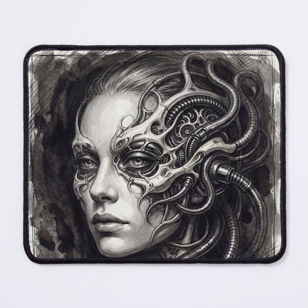 Item preview, Scifi Biomechanical portrait of a beautiful woman pinup art designed and sold by Vintage Designs +.