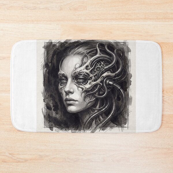 Item preview, Scifi Biomechanical portrait of a beautiful woman pinup art designed and sold by Vintage Designs +.