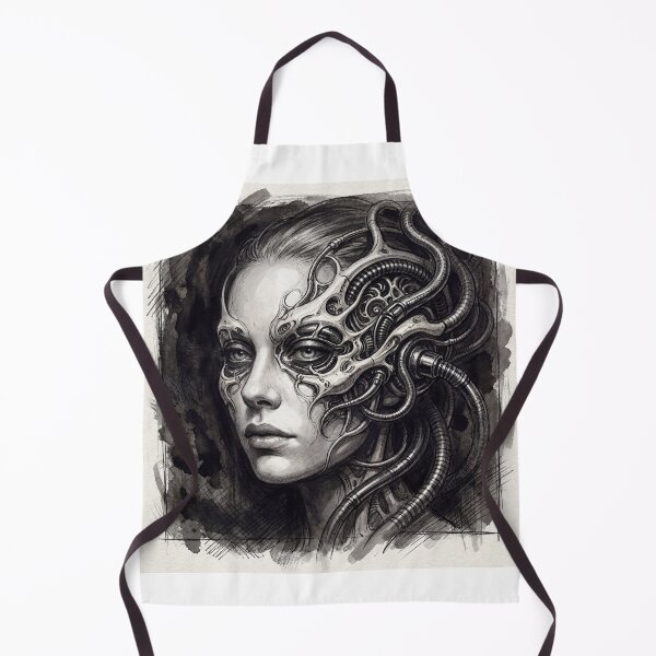 Item preview, Scifi Biomechanical portrait of a beautiful woman pinup art designed and sold by Vintage Designs +.