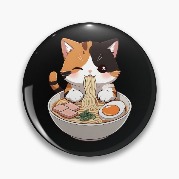 Item preview, Kawaii Calico Cat Eating Ramen  designed and sold by dudelinart.