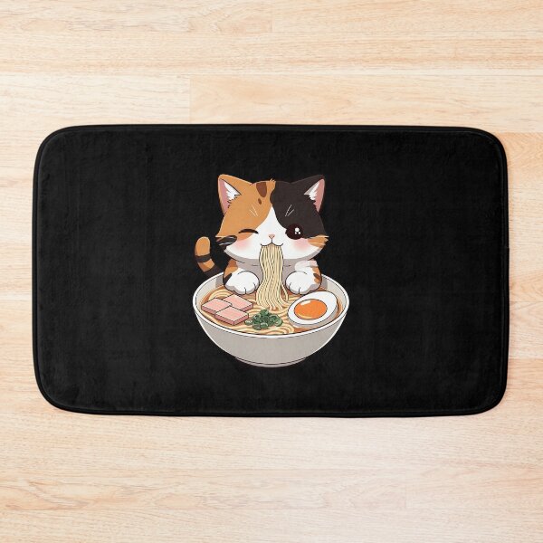 Item preview, Kawaii Calico Cat Eating Ramen  designed and sold by dudelinart.