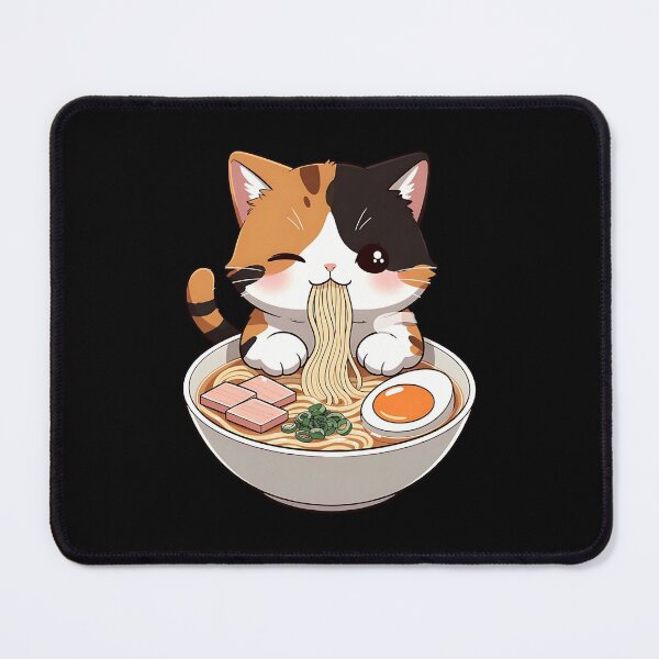 Item preview, Kawaii Calico Cat Eating Ramen  designed and sold by dudelinart.