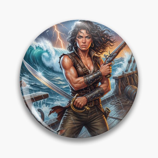 Item preview, Storm Pirate Heroine fantasy art painting designed and sold by Vintage Designs +.