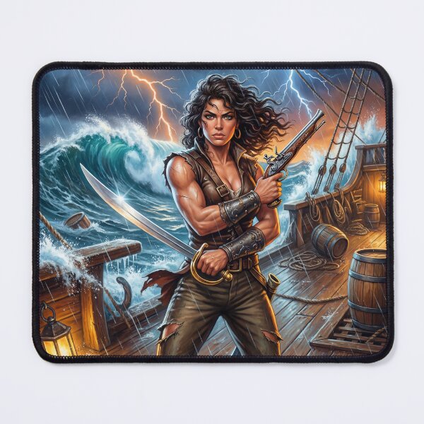 Item preview, Storm Pirate Heroine fantasy art painting designed and sold by Vintage Designs +.