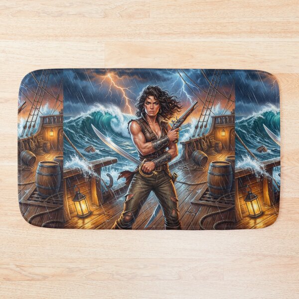 Item preview, Storm Pirate Heroine fantasy art painting designed and sold by Vintage Designs +.