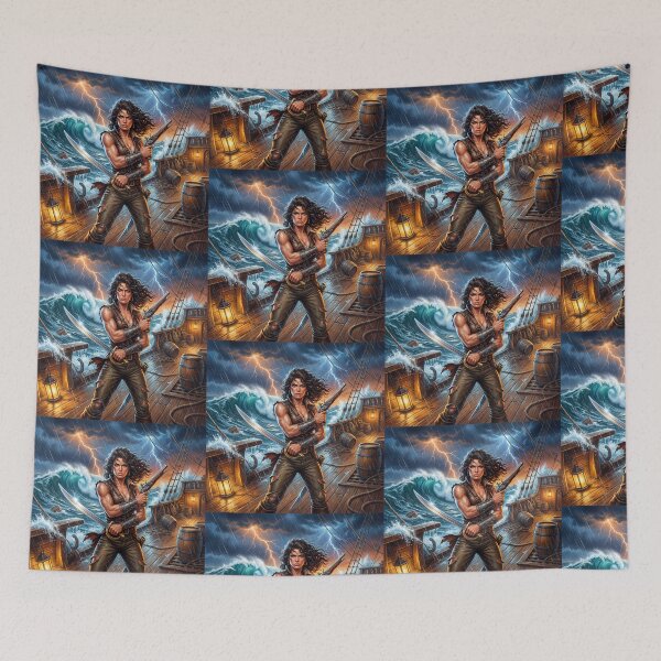 Item preview, Storm Pirate Heroine fantasy art painting designed and sold by Vintage Designs +.