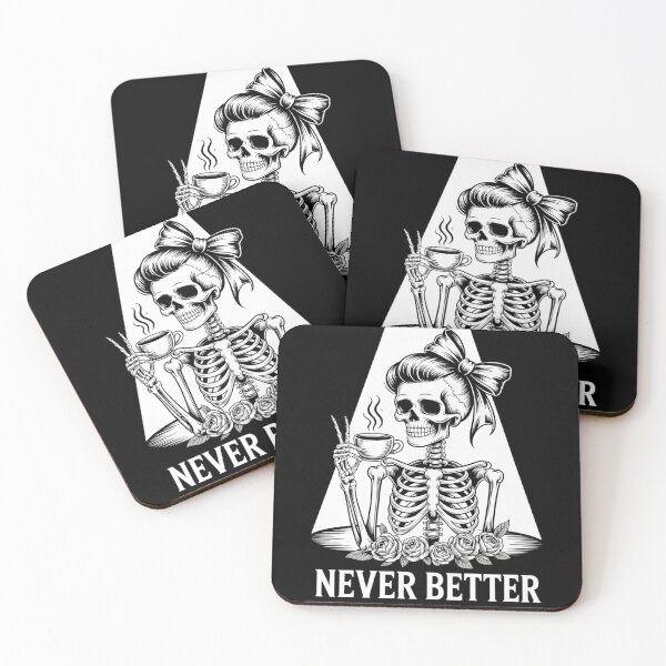 Item preview, Messy Bun Skeleton Drinking Coffee Never Better Halloween  designed and sold by CombatTask.