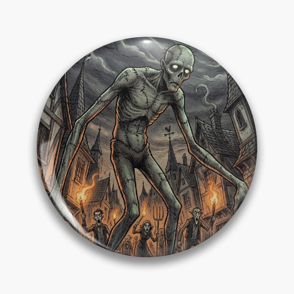 Item preview, Frankenstein's monster chased by angry villagers illustration art designed and sold by Vintage Designs +.