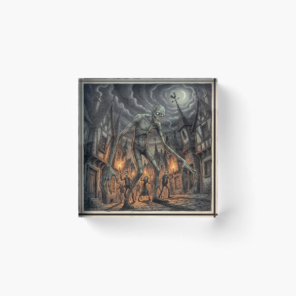 Item preview, Frankenstein's monster chased by angry villagers illustration art designed and sold by Vintage Designs +.