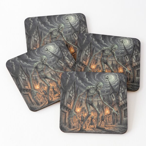 Item preview, Frankenstein's monster chased by angry villagers illustration art designed and sold by Vintage Designs +.