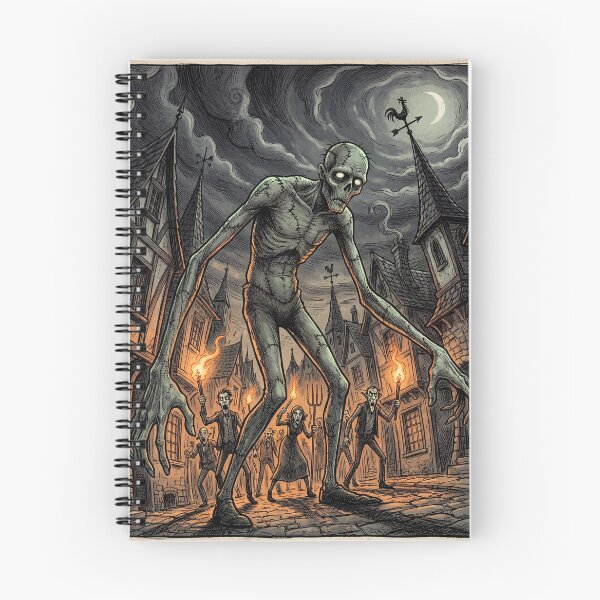 Item preview, Frankenstein's monster chased by angry villagers illustration art designed and sold by Vintage Designs +.