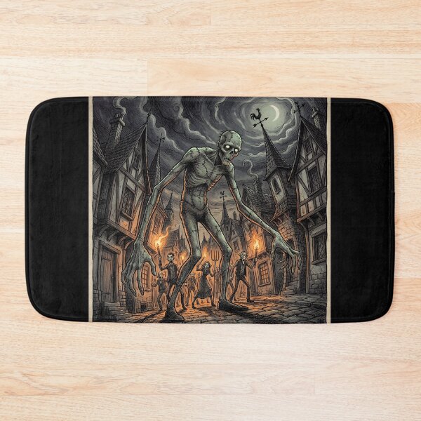 Item preview, Frankenstein's monster chased by angry villagers illustration art designed and sold by Vintage Designs +.