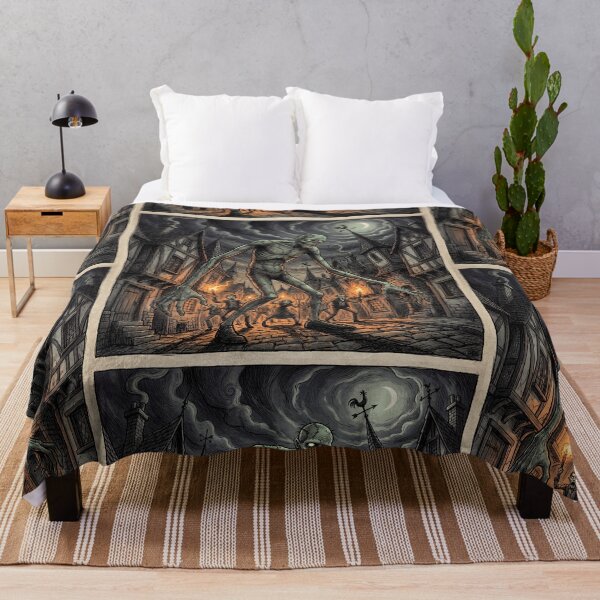 Item preview, Frankenstein's monster chased by angry villagers illustration art designed and sold by Vintage Designs +.