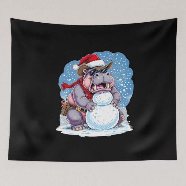 Item preview, Christmas Cowboy Hippo | Snowman Builder Fail designed and sold by ColorSplash123.
