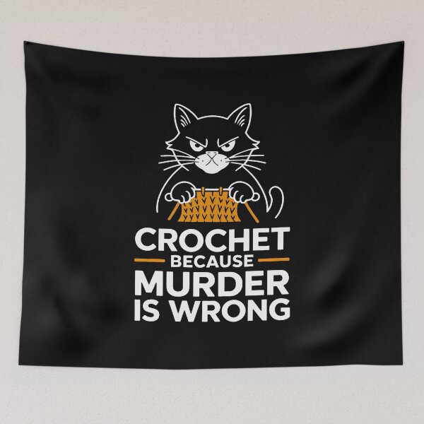 Item preview, Crochet Because Murder Is Wrong Funny Knitting Cat designed and sold by KathleenEliza.