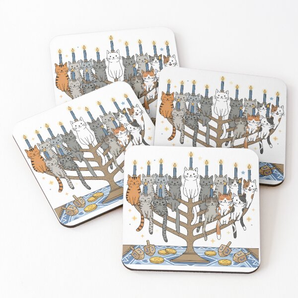Item preview, Funny Hanukkah Meowzel Cats Menorah designed and sold by Blok45.