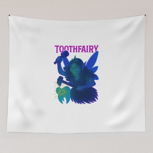 Item preview, Toothfairy Power – Neon Tooth Fairy with Hammer and Broken Tooth designed and sold by Gletschie.