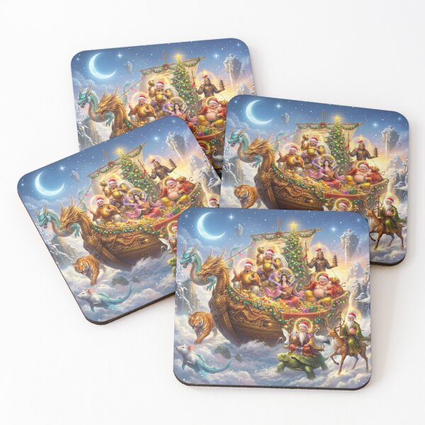 Item preview, Seven Lucky Gods Christmas Voyage | Japanese Holiday Fantasy Art designed and sold by Mori-no-Akari.