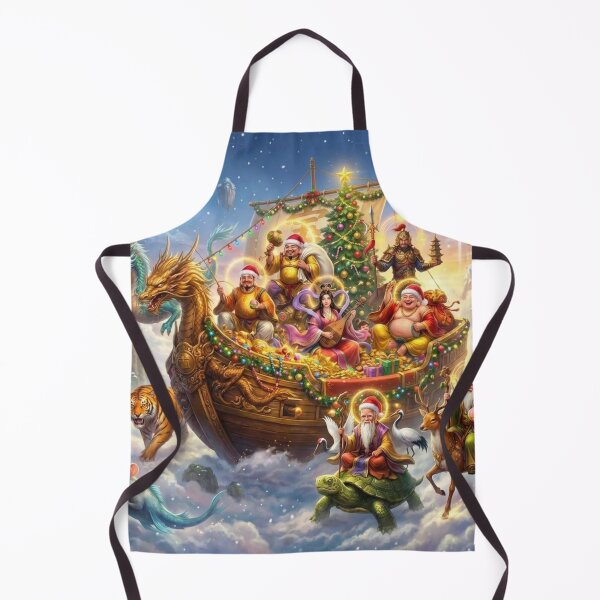 Item preview, Seven Lucky Gods Christmas Voyage | Japanese Holiday Fantasy Art designed and sold by Mori-no-Akari.