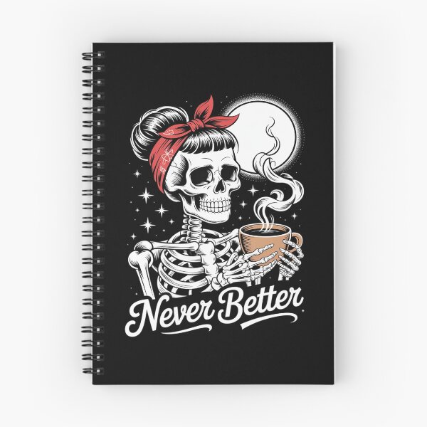 Item preview, Never Better Skeleton Woman Drinking Coffee Moon 2  designed and sold by lilLilaBatArt.
