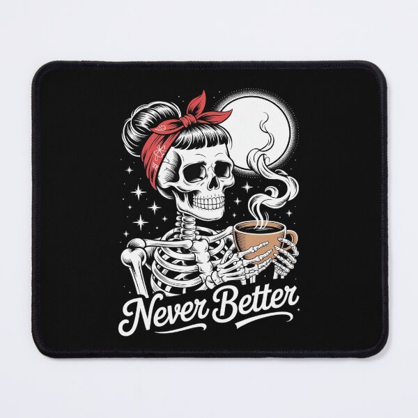 Item preview, Never Better Skeleton Woman Drinking Coffee Moon 2  designed and sold by lilLilaBatArt.