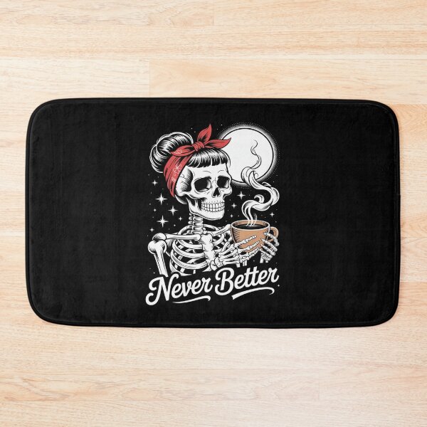 Item preview, Never Better Skeleton Woman Drinking Coffee Moon 2  designed and sold by lilLilaBatArt.