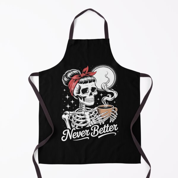 Item preview, Never Better Skeleton Woman Drinking Coffee Moon 2  designed and sold by lilLilaBatArt.