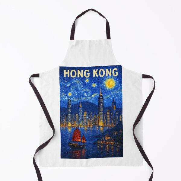 Item preview, ✨Hong Kong – Stary Night / Vincent van Gogh Inspired Travel Poster – China Edition – PEARL OF THE ORIENT✨ designed and sold by WheelieGdArt.