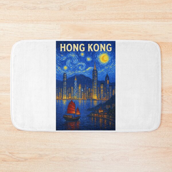Item preview, ✨Hong Kong – Stary Night / Vincent van Gogh Inspired Travel Poster – China Edition – PEARL OF THE ORIENT✨ designed and sold by WheelieGdArt.