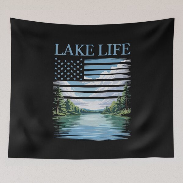 Item preview, American Flag Patriot Fishing At The Lake This Is Lake Life designed and sold by nicomitchell.