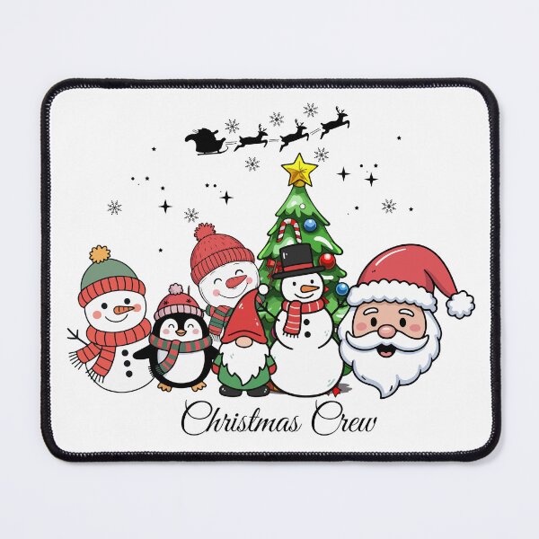 Item preview, Cute Christmas Crew Cartoon Design – Snowmen, Santa, Penguin & Tree Holiday Illustration designed and sold by Noble-Piece.