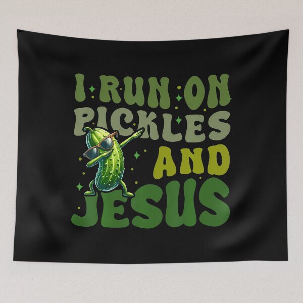 Item preview, Pickle Lover Dill Cucumber I Run On Pickles And Jesus designed and sold by SharronDawn.