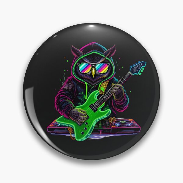 Item preview, Owl DJ Guitarist | Neon Music Crossover designed and sold by ColorSplash123.