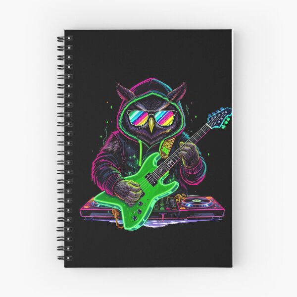Item preview, Owl DJ Guitarist | Neon Music Crossover designed and sold by ColorSplash123.