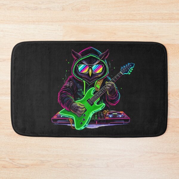 Item preview, Owl DJ Guitarist | Neon Music Crossover designed and sold by ColorSplash123.
