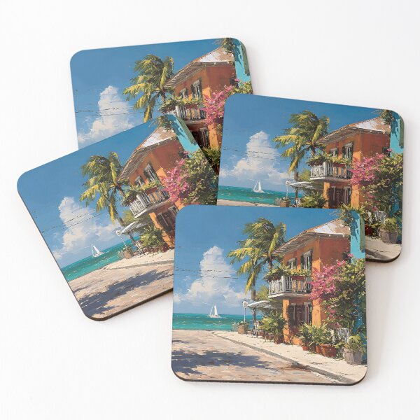 Item preview, Key West Coastal Street with Palm Trees and Sailboat designed and sold by daila70.