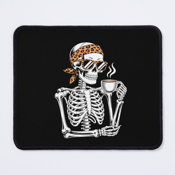 Item preview, Skeleton Messy Bun Coffee Drinking Halloween Costume Women designed and sold by lilLilaBatArt.