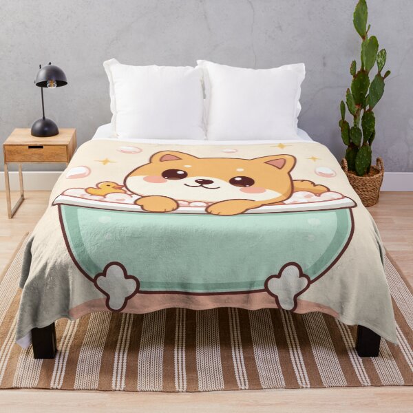 Item preview, Kawaii Shiba Inu in Bubble Bath – Cute Pastel Dog Illustration designed and sold by Visualynx.