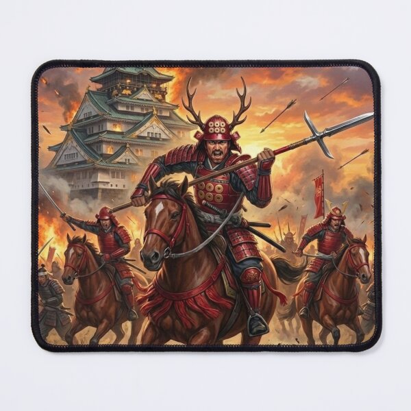 Item preview, Sanada Yukimura — The Final Charge at Osaka Castle | Samurai Warrior Art designed and sold by Mori-no-Akari.